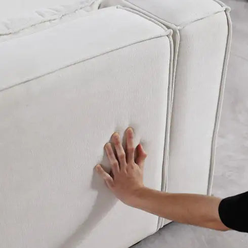 Modular Sofa BEIGE Chenille Fabric, Simple And Grand, The Seat And Back Is Very Soft. This Is Also A KNOCK DOWN Sofa