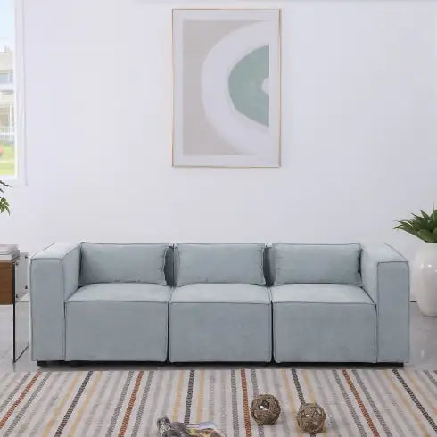 Modular Sofa BEIGE Chenille Fabric, Simple And Grand, The Seat And Back Is Very Soft. This Is Also A KNOCK DOWN Sofa