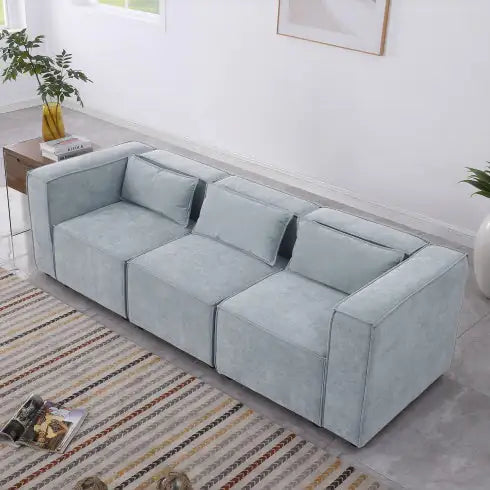 Modular Sofa BEIGE Chenille Fabric, Simple And Grand, The Seat And Back Is Very Soft. This Is Also A KNOCK DOWN Sofa