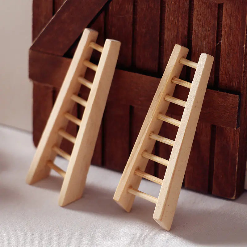 Mini Wooden Stairs for Dollhouse Gardening Scene