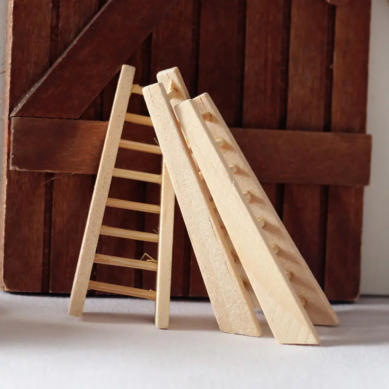 Mini Wooden Stairs for Dollhouse Gardening Scene