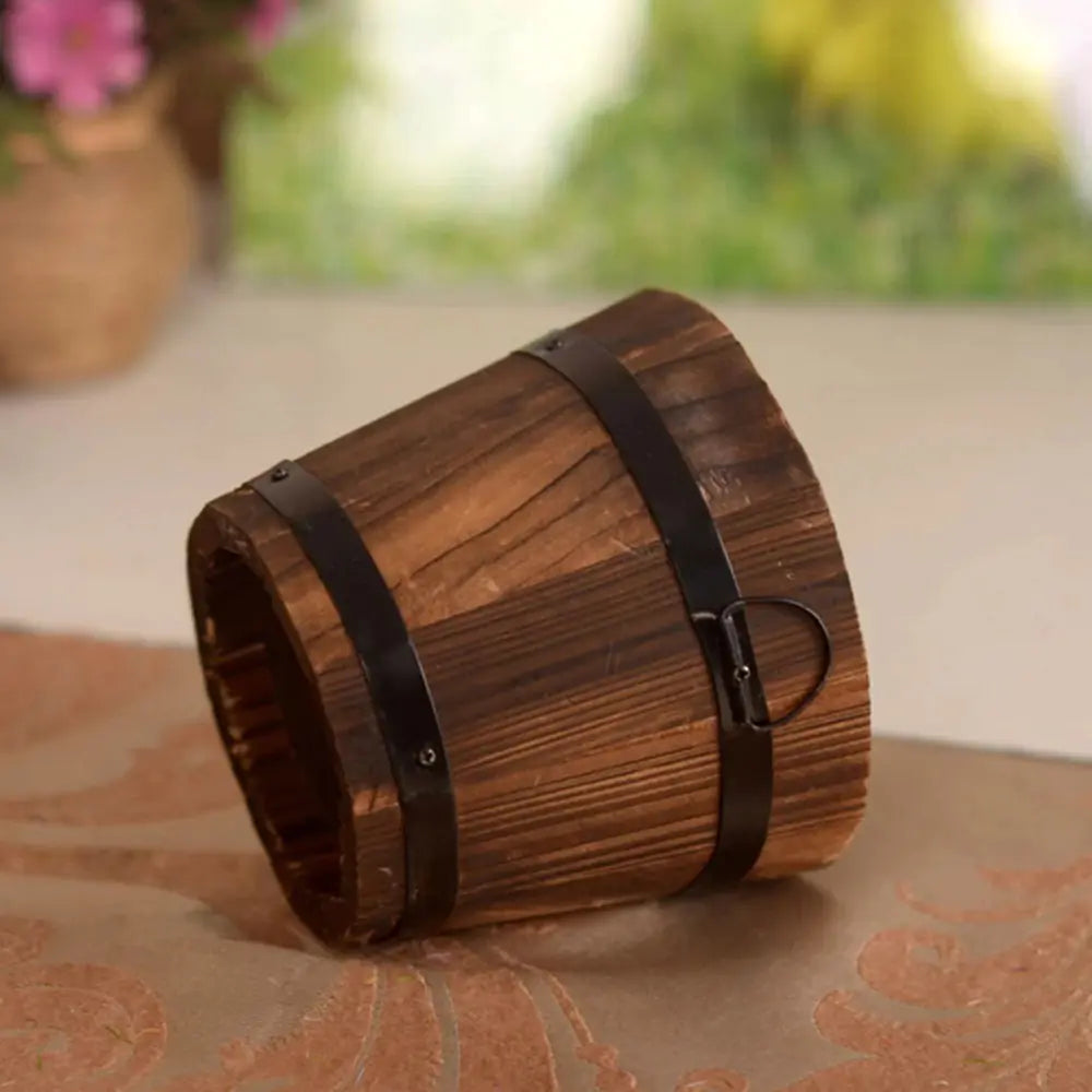 Carbonized Wooden Planter Barrel for Gardening