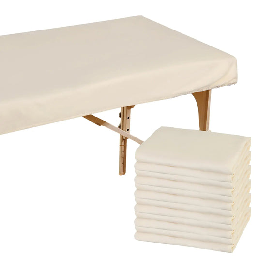 Macarrie 6 Pack Microfiber Massage Table Sheets Soft Massage Table Cover Reusable Spa Bed Sheets Salon Table Protective Cover Massage Table Fitted Sheets(Beige)