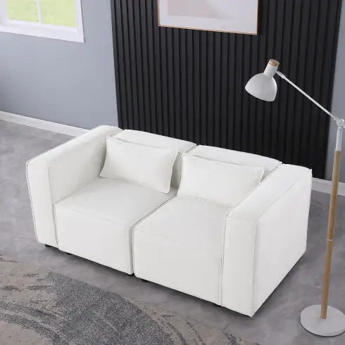 Modular Sofa BEIGE Chenille Fabric, Simple And Grand, The Seat And Back Is Very Soft. This Is Also A KNOCK DOWN Sofa