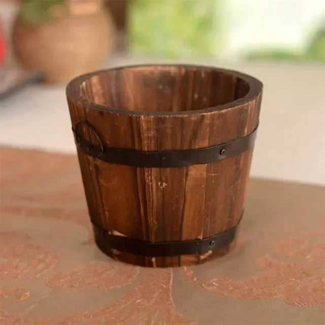 Carbonized Wooden Planter Barrel for Gardening