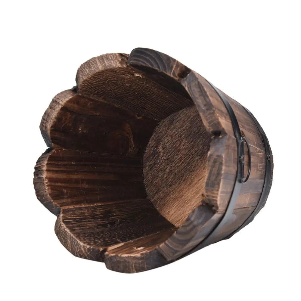 Carbonized Wooden Planter Barrel for Gardening