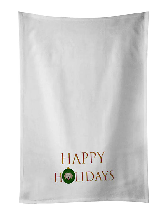 Small Greek Domestic Dog - Dog Face Happy Holidays Christmas Kitchen Towel Set of 2