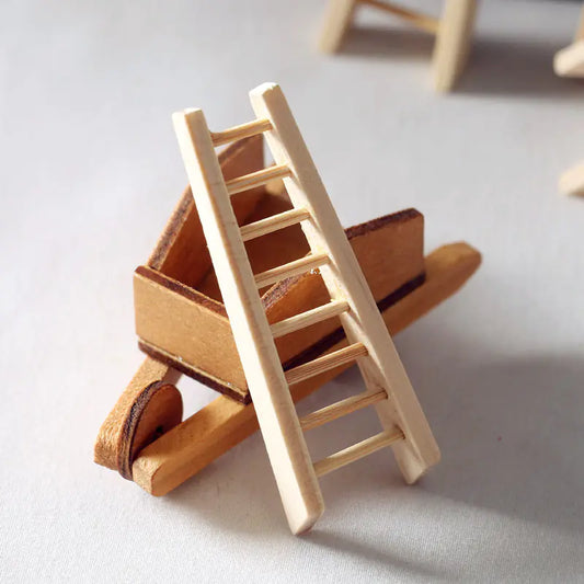 Mini Wooden Stairs for Dollhouse Gardening Scene