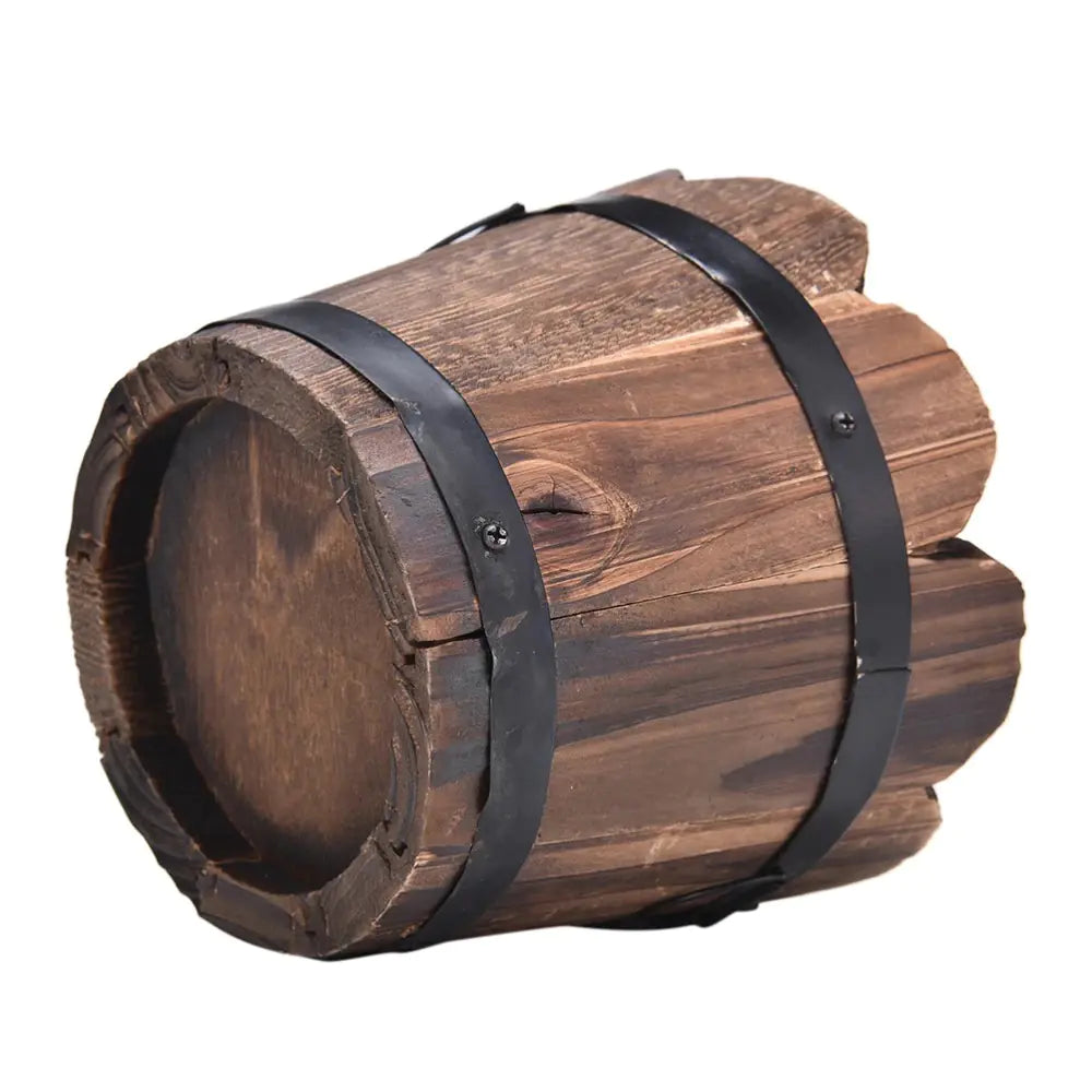 Carbonized Wooden Planter Barrel for Gardening